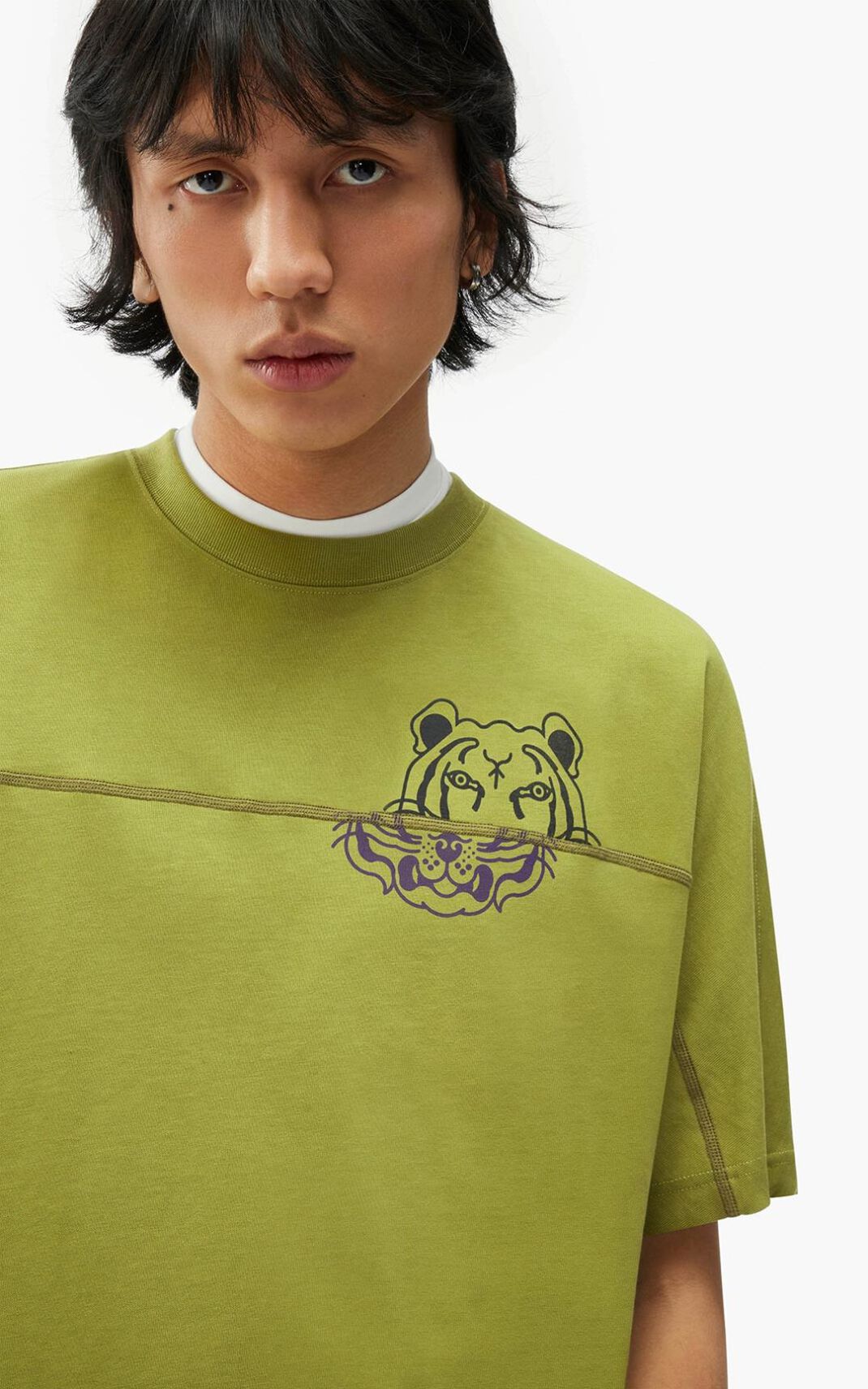 Kenzo K Tiger oversized Moška Majice Olive SI-6896894